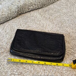 Vintage Black Crocodile Embossed leather cross body or clutch by Carlos Falchi